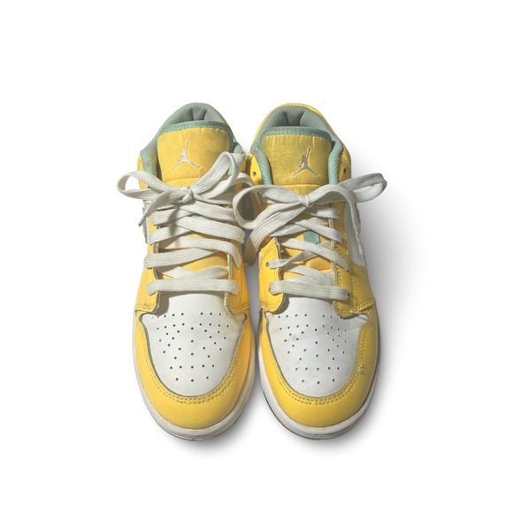 Air Jordan 1 Low "Recycle‎ Grind" Casual Sneakers Yellow White Floral Size 7Y - Picture 1 of 5